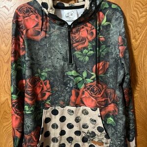 Floral and Polka Dot Hoodie